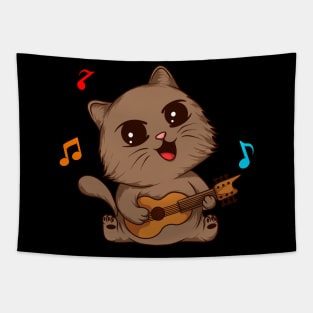 Rockin' Riffs: Cat Playing the Guitar - Musical Tee for Cat Lovers Tapestry