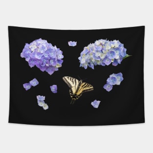 Blue Hydrangea and Yellow Butterfly Sticker Pack Tapestry