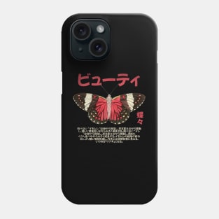 Red Butterfly Japanese grunge aesthetics Kanji Phone Case