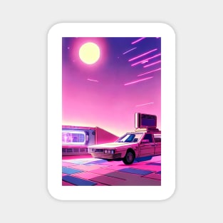 Car Anime Art Style - Retro Future Magnet