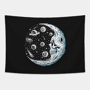 Skull moon horror Tapestry