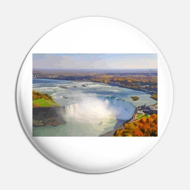 Niagara Falls in Autumn Painting Pin by gktb