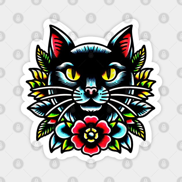 Black Cat Flash art Magnet by Brand X Graffix