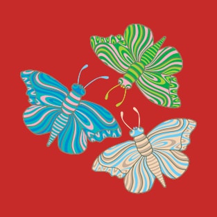 BOHO BUTTERFLIES with Retro Groovy Hippie Psychedelic Wings - UnBlink Studio by Jackie Tahara T-Shirt