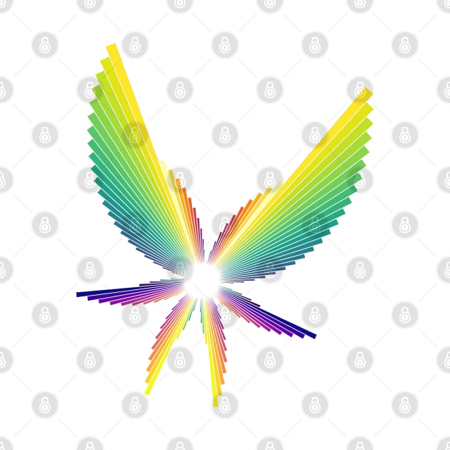 Rainbow Angel Seraphim | Flying Six Wing Bar Chart White by aRtVerse