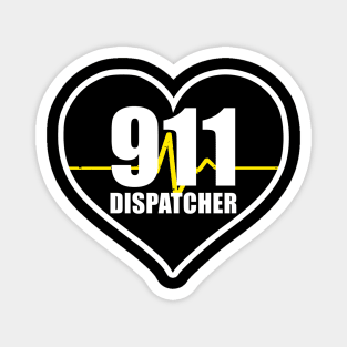 911 Dispatcher Heart Thin Gold Line Magnet