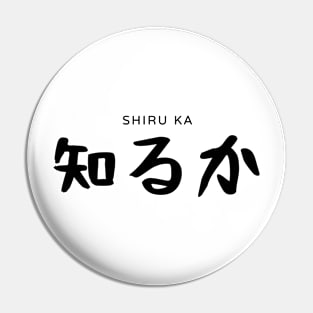 Shiru ka - Japanese Expression in Kanji Pin