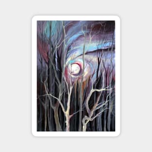 Scandinavian Cold Winter Night Watercolor Illustration Magnet