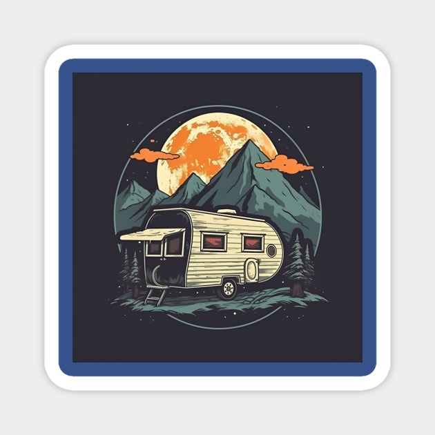 Van Life Glamping Digital Nomad Magnet by Grassroots Green