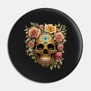 Sugar Skulls and Flowers Pin