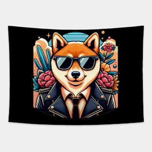 Funny Shiba Inu with Sunglasses Tapestry