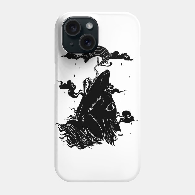 Wolf With Ghost In The Clouds Phone Case by cellsdividing