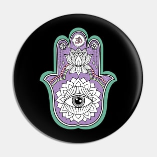 Purple Hamsa Hand Pin