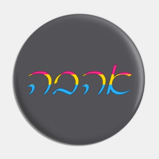 Ahavo - Love (Ashkenazi Cursive, Pan Pride Colors) Pin