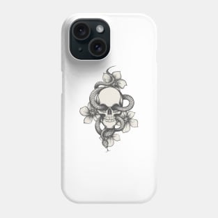 Skull with Snake and Flowers Phone Case