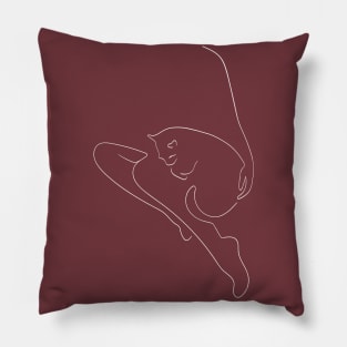 Girl with a sleeping cat Pillow