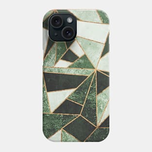 Jade Green and Gold Modern Terrazzo Gems Phone Case