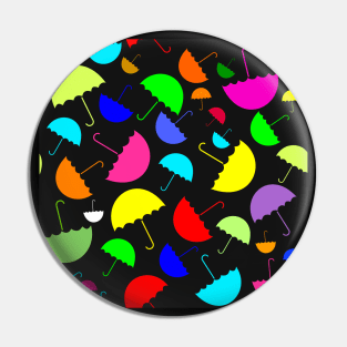 Bright happy colored umbrellas on a black background Pin