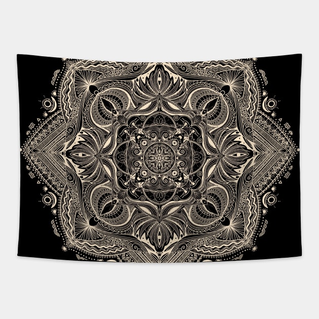 Mandala 07 (Dark Edition) Tapestry by PHAZED