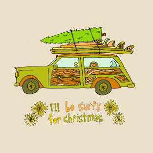 ill be surfy for christmas // retro surf art for surfy birdy T-Shirt