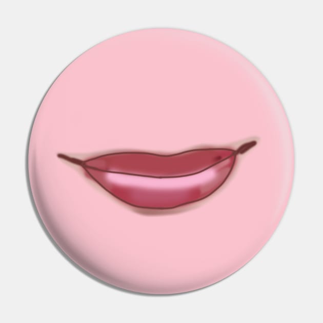 Pink Lips Smile Pin by ellenhenryart