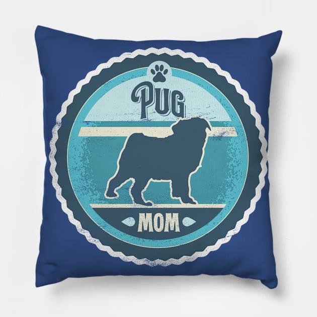 Pug Mom - Distressed Pug Silhouette Pillow by DoggyStyles