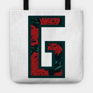 Modern Rose Floral Initial Name Alphabet - Letter G Tote