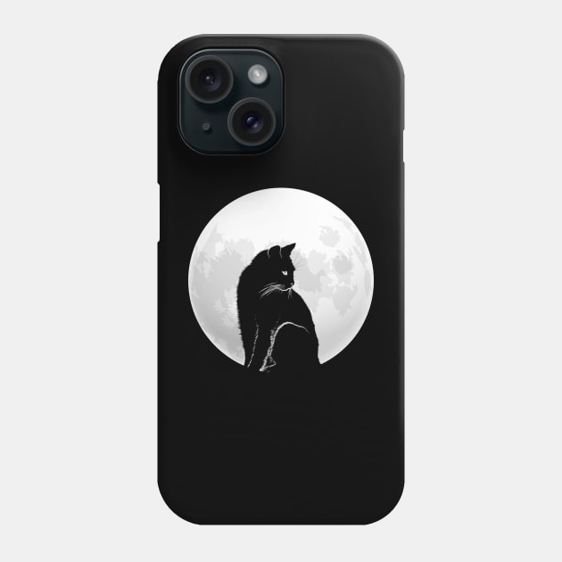 Black Cat and Full Moon Phone Case by dentikanys