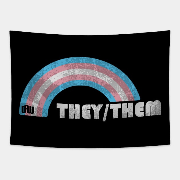 Grunge Transgender Pride - They/Them Pronouns Tapestry by Daniela A. Wolfe Designs