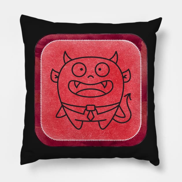 Funny Red Halloween Demon Pillow by JanesCreations