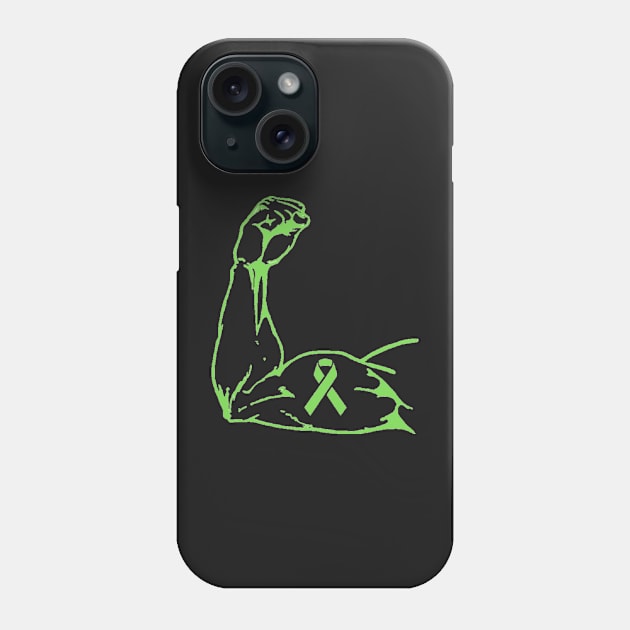 Flexed arm with a light Green Awareness Ribbon Phone Case by CaitlynConnor