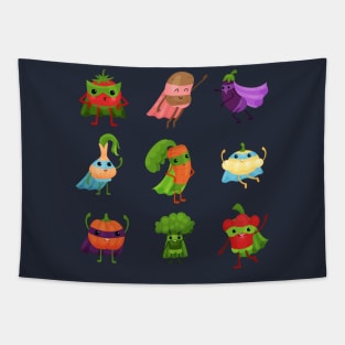 Vegetables Superheroes Tapestry