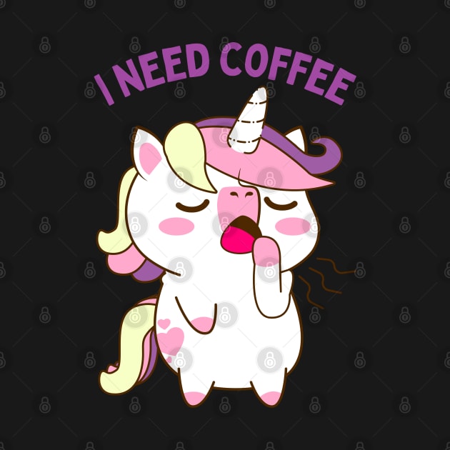 In need of coffee lover coffee addict Funny tired sleepy unicorn by BoogieCreates