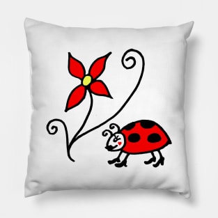 Cute Ladybug with Flower Pillow