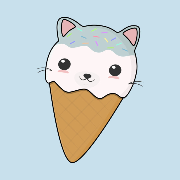 Cute Cat Ice Cream Cone T-Shirt - Cat - T-Shirt | TeePublic