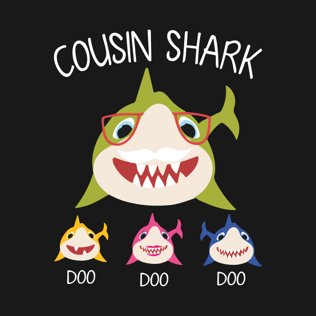 Sharks Swimming Together Happy Father Day Cousin Shark Doo Doo Doo Brother Sister by DainaMotteut