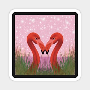 Flamingos in the night Magnet