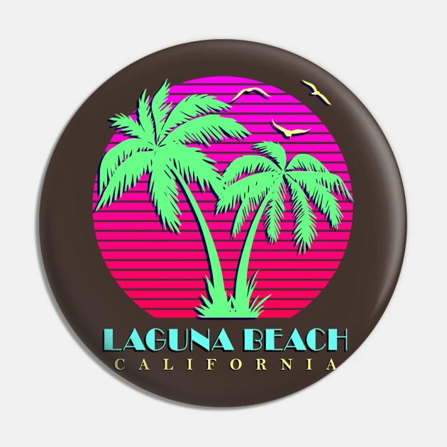 Laguna Beach California Palm Trees Sunset Pin by Nerd_art