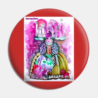 Miss Jerusalem Abstract Colorful City Print Pin