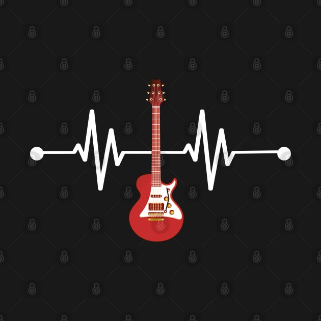 Funny Electric Guitar EKG Heartbeat Guitarist Music Lover by ArtedPool