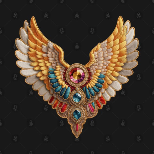 Bejeweled Angel Wings Embroidered Patch by Xie