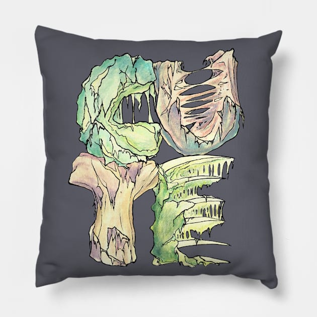 Dramabite Cute Typography Text Character Statement Undead Apocalypse Pillow by dramabite