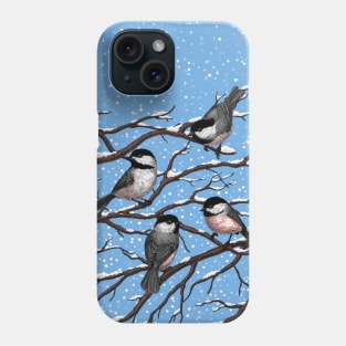 Chickadees in winter Phone Case