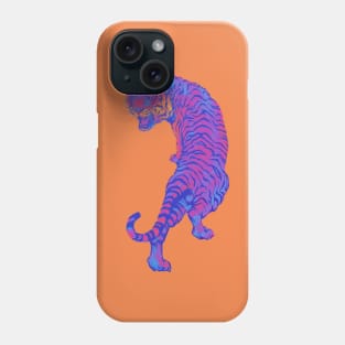 Cyberpunk Neon Pink and Blue Tiger Phone Case