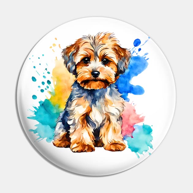 Yorkipoo Watercolor Pin by Doodle and Things