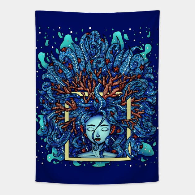 Ocean Wave Personification Tapestry by zarya_kiqo