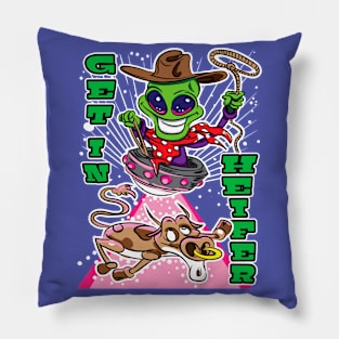 Get In Heifer Alien Abduction Cow Pillow