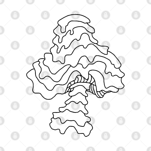 The Perfect Magic Mushroom: Trippy Dripping Wavy Black and White Contour Line Art. by Ciara Shortall Art