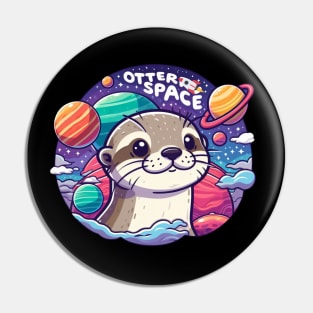 Otter Space lover Astronaut Funny Space Otter Pin