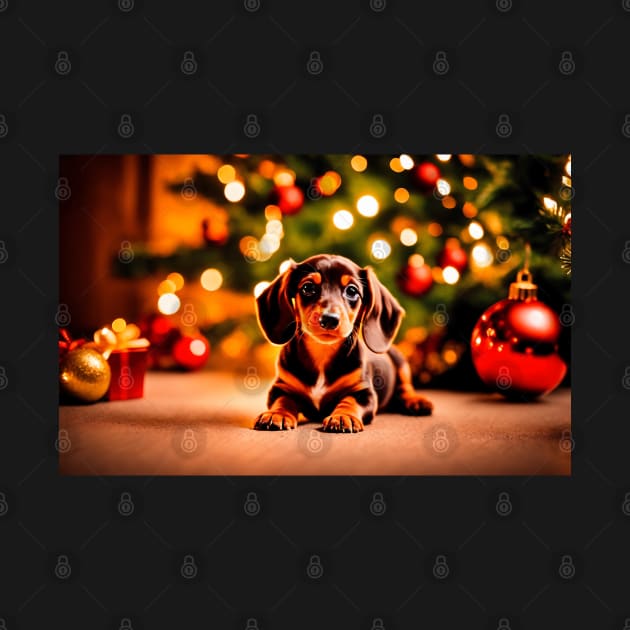 Tiny Dachshund Puppy with Christmas Gifts by nicecorgi
